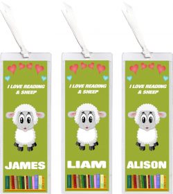 3 x I Love Reading & Sheep - Personalised Bookmark