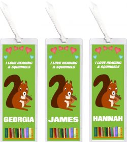 3 x I Love Reading & Squirrels/Squirrel - Personalised Bookmark