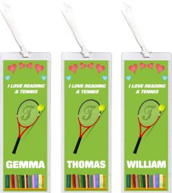 3 x I Love Reading & Tennis - Personalised Bookmark
