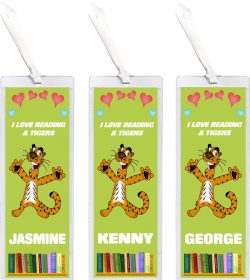 3 x I Love Reading & Tigers/Tiger - Personalised Bookmark
