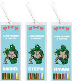 3 x I Love Reading & Turtle/Turtles - Personalised Bookmark