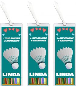 3 x I Love Badminton - Personalised Bookmark