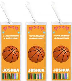 3 x I Love Basketball - Personalised Bookmark