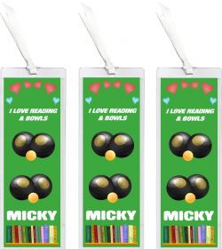 3 x I Love Bowls - Personalised Bookmark