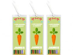 3 x I Love Reading & Carrot/Carrots - Personalised Bookmark