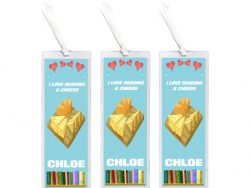 3 x I Love Reading & Cheese/Cheeses - Personalised Bookmark