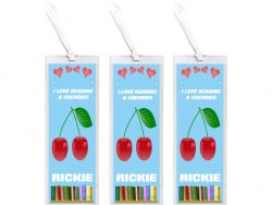 3 x I Love Reading & Cherry/Cherries- Personalised Bookmark