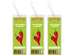 3 x I Love Reading & Chilli/Chillies - Personalised Bookmark