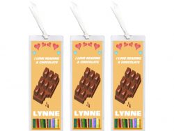3 x I Love Reading & Chocolate/Chocolates - Personalised Bookmark