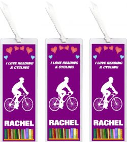 3 x I Love Cycling - Personalised Bookmark