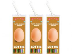 3 x I Love Reading & Egg/Eggs - Personalised Bookmark