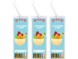3 x I Love Reading & Fruit/Fruits - Personalised Bookmark