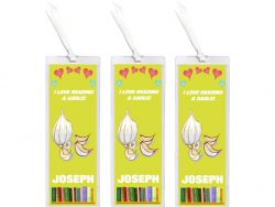 3 x I Love Reading & Garlic - Personalised Bookmark
