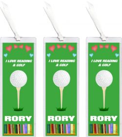 3 x I Love Golf - Personalised Bookmark