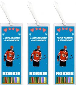 3 x I Love Ice-Hockey - Personalised Bookmark
