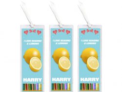 3 x I Love Reading & Lemon/Lemons - Personalised Bookmark
