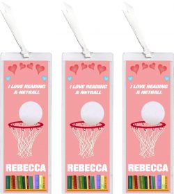 3 x I Love Netball - Personalised Bookmark