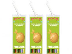 3 x I Love Reading & Onion/Onions - Personalised Bookmark