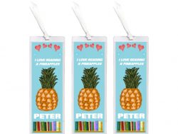 3 x I Love Reading & Pineapple/Pineapples - Personalised Bookmark