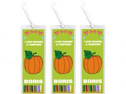 3 x I Love Reading & Pumpkin/Pumpkins - Personalised Bookmark