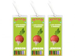 3 x I Love Reading & Radish/Radishes - Personalised Bookmark