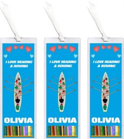 3 x I Love Rowing - Personalised Bookmark
