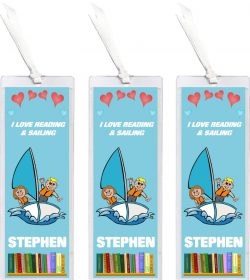 3 x I Love Sailing - Personalised Bookmark