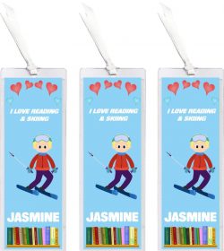 3 x I Love Skiing - Personalised Bookmark