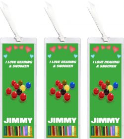 3 x I Love Snooker - Personalised Bookmark