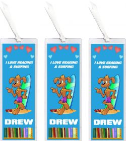 3 x I Love Surfing - Personalised Bookmark