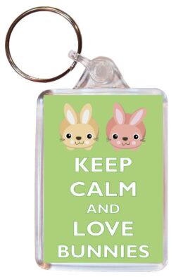 Keep Calm and Love Bunnies - Double Sided Large Keyring