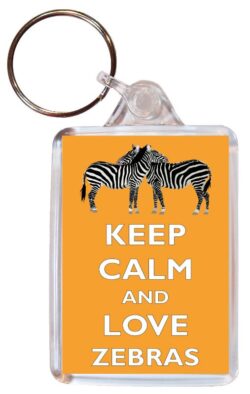 Keep Calm and Love Zebras - Double Sided Large Keyring