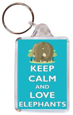 Keep Calm and Love Elephants - Double Sided Large Keyring