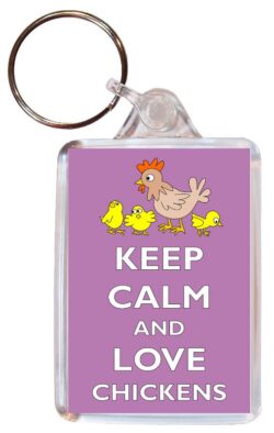 Keep Calm and Love Chickens - Double Sided Large Keyring