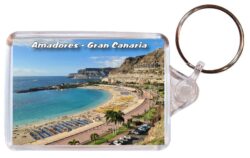 Amadores - Gran Canaria - Double Sided Large Keyring Key Fob Chain Ring 23GC5