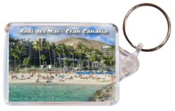 Playa Anfi del Mar - Gran Canaria - Double Sided Large Keyring Key Fob Chain Ring 23GC4