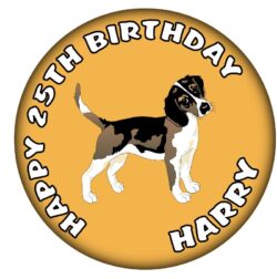 Personalised Beagle Birthday Badge - 59mm ANY NAME & AGE