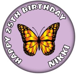 Personalised Butterfly Birthday Badge - 59mm ANY NAME & AGE