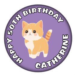 Personalised Pussy Cat Birthday Badge - 59mm ANY NAME & AGE