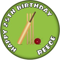 Personalised Cricket Birthday Badge - 59mm ANY NAME & AGE