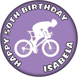 Personalised Cycling Birthday Badge - 59mm ANY NAME & AGE
