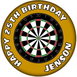 Personalised Darts Birthday Badge - 59mm ANY NAME & AGE