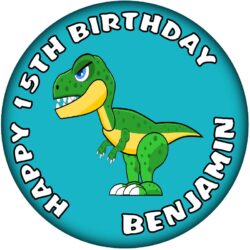 Personalised Dinosaur Birthday Badge - 59mm ANY NAME & AGE