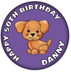 Personalised Puppy Dog Birthday Badge - 59mm ANY NAME & AGE