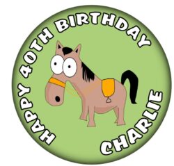 Personalised Donkey Birthday Badge - 59mm ANY NAME & AGE