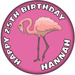 Personalised Flamingo Birthday Badge - 59mm ANY NAME & AGE
