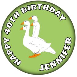 Personalised Geese/Goose Birthday Badge - 59mm ANY NAME & AGE