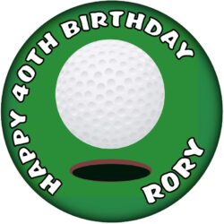Personalised Golf Birthday Badge - 59mm ANY NAME & AGE