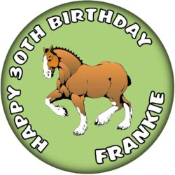 Personalised Horse Birthday Badge - 59mm ANY NAME & AGE