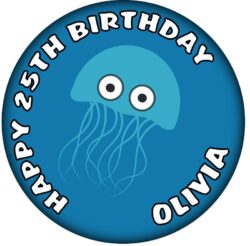 Personalised Jellyfish Birthday Badge - 59mm ANY NAME & AGE